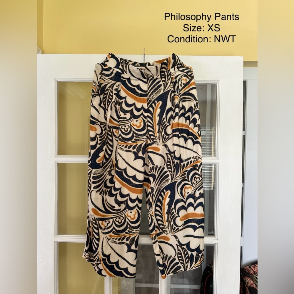 Philosophy Wide Leg Pants - Black, White, Gold